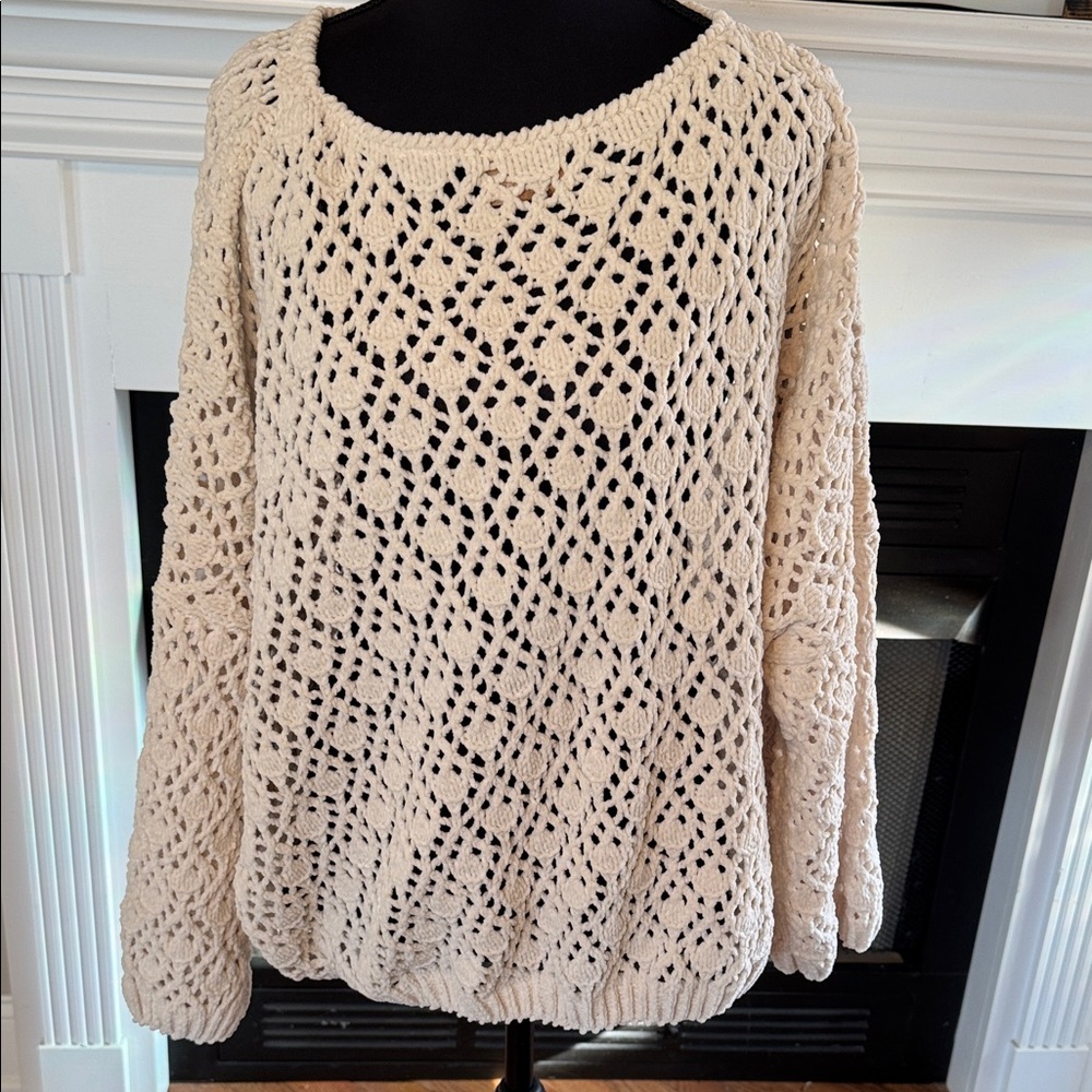 POL Women's Crochet Sweater in Cream - NWOT - Size -Medium